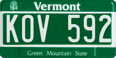 VT license plate KOV592