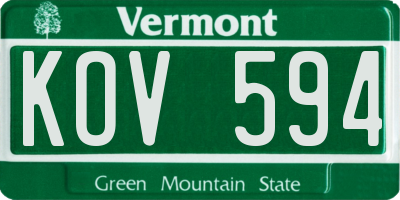 VT license plate KOV594