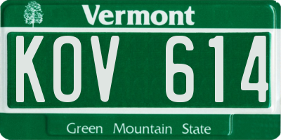 VT license plate KOV614