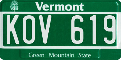 VT license plate KOV619