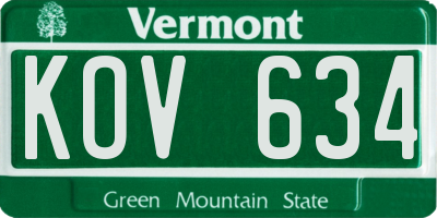VT license plate KOV634