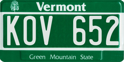 VT license plate KOV652