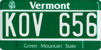 VT license plate KOV656
