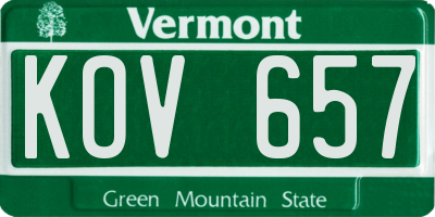 VT license plate KOV657