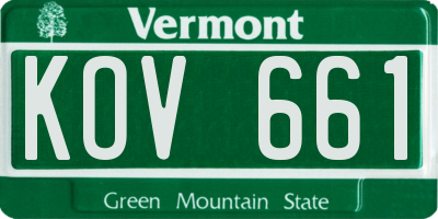 VT license plate KOV661