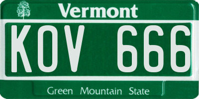 VT license plate KOV666