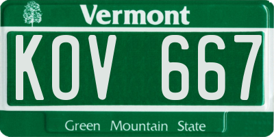 VT license plate KOV667