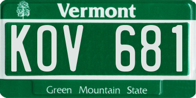 VT license plate KOV681