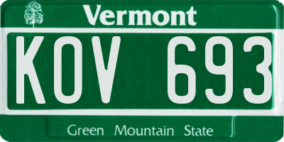VT license plate KOV693