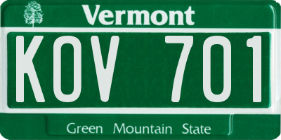VT license plate KOV701