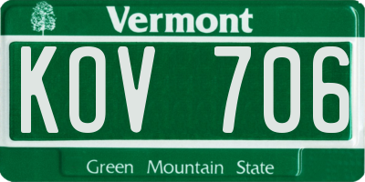 VT license plate KOV706