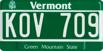 VT license plate KOV709