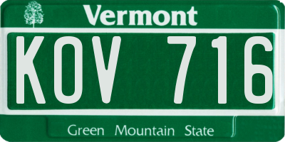 VT license plate KOV716
