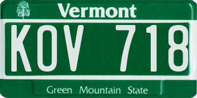 VT license plate KOV718