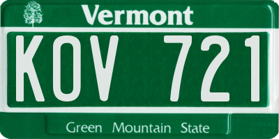 VT license plate KOV721