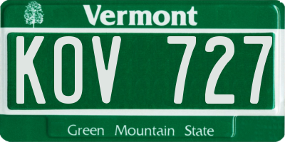 VT license plate KOV727