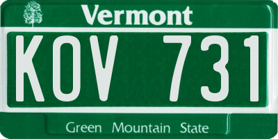 VT license plate KOV731