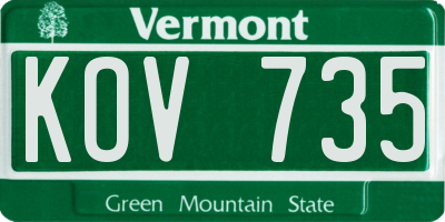 VT license plate KOV735
