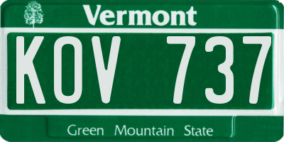 VT license plate KOV737
