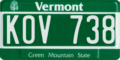 VT license plate KOV738