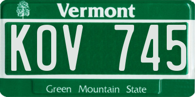 VT license plate KOV745