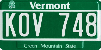 VT license plate KOV748