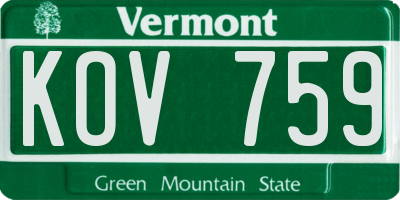 VT license plate KOV759