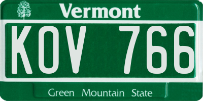 VT license plate KOV766