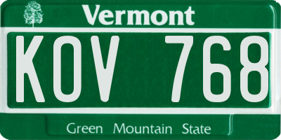 VT license plate KOV768