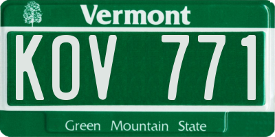 VT license plate KOV771