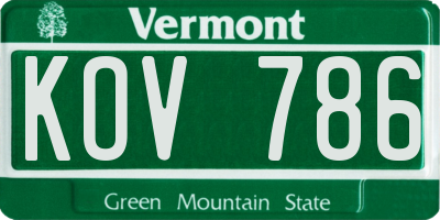 VT license plate KOV786