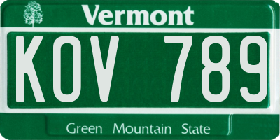 VT license plate KOV789