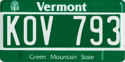 VT license plate KOV793