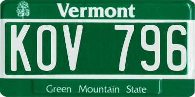 VT license plate KOV796
