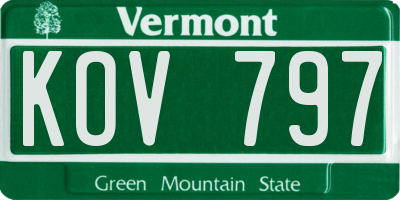 VT license plate KOV797