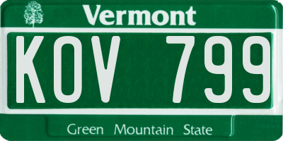 VT license plate KOV799