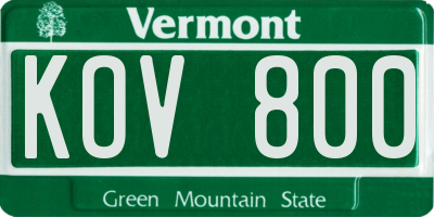 VT license plate KOV800