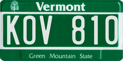 VT license plate KOV810
