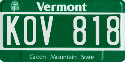 VT license plate KOV818