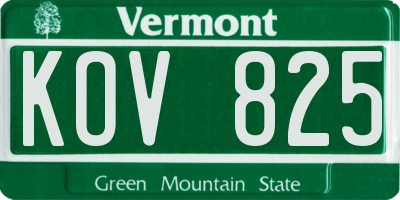 VT license plate KOV825