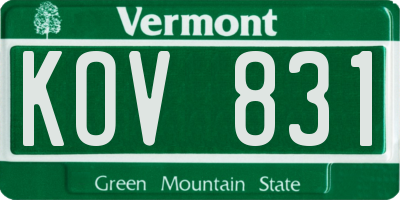 VT license plate KOV831