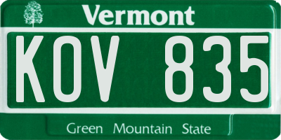 VT license plate KOV835