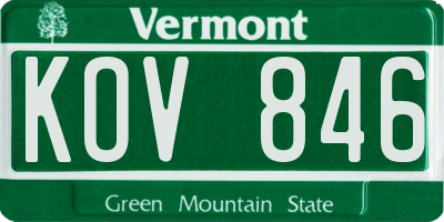 VT license plate KOV846