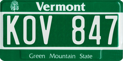 VT license plate KOV847