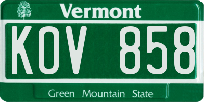 VT license plate KOV858