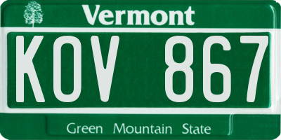 VT license plate KOV867