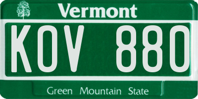 VT license plate KOV880