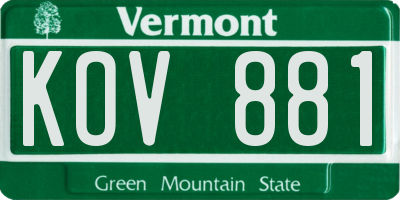VT license plate KOV881