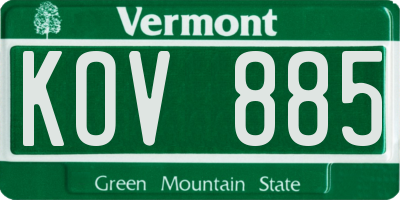 VT license plate KOV885