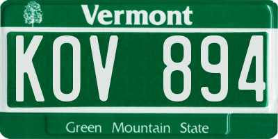 VT license plate KOV894